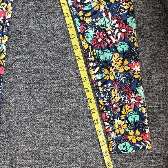 LuLaRoe Womens One Size Floral Print‎ Leggings Vibrant Wildflowers Blue Stretch - Picture 5 of 7